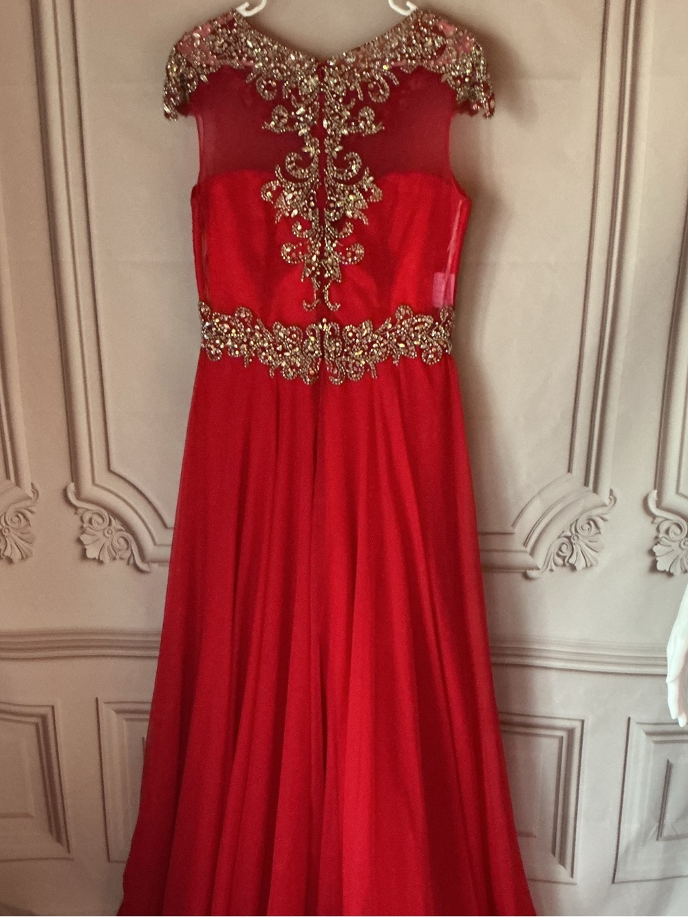Rachel Allan ✨ Red Chiffon Prom Pageant Gown Size 16